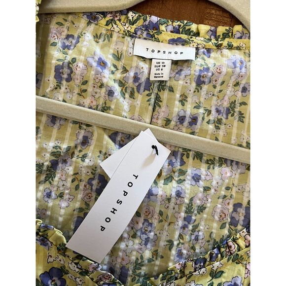 TOPSHOP puff long sleeve crop top floral - Picture 2 of 4